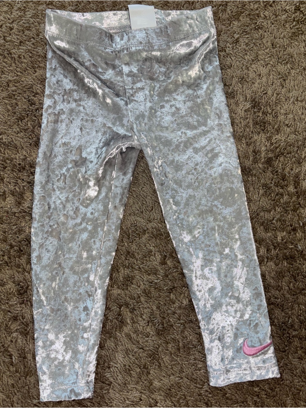 3T Nike Velvet Leggings with Pink Swoosh